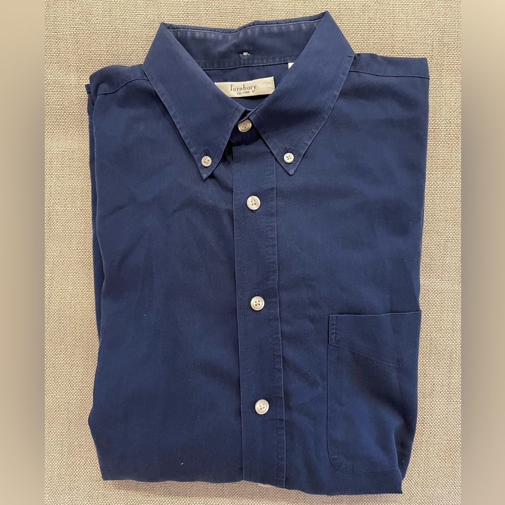 Turnbury est 1980 Button Down‎ Sport Shirt in Navy Size XL